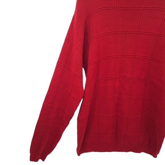 Arrow Windowpane Crewneck Sweater Mens Size Large Tall Red Cotton Long Sleeve - Picture 14 of 15